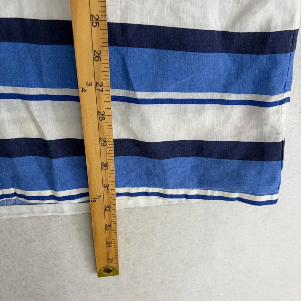 Polo Ralph Lauren Camp Shirt Mens XL Blue White Striped Linen Blend Summer